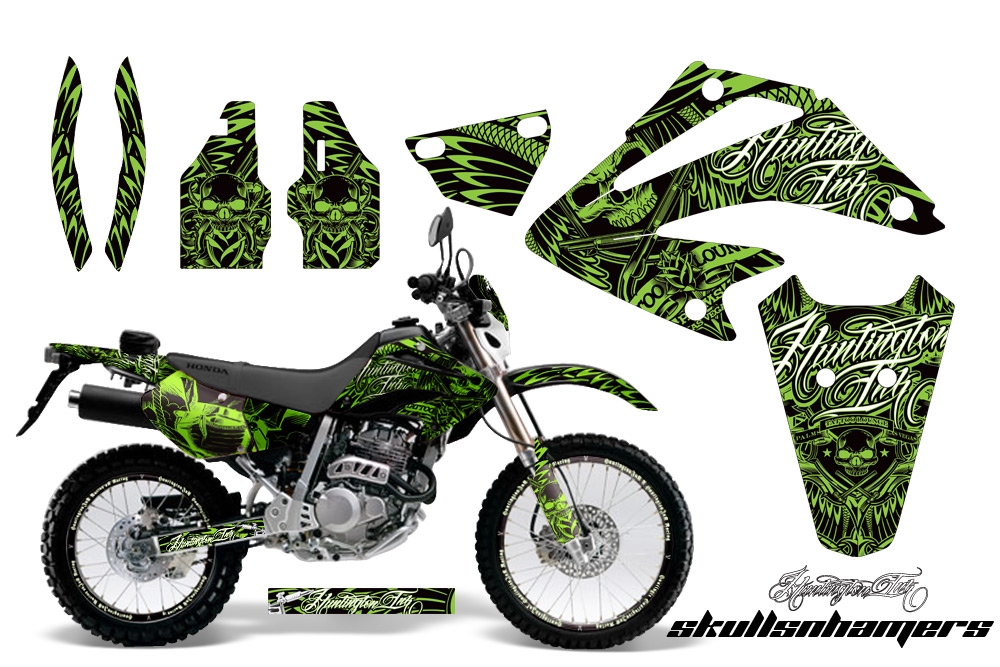 Honda XR 250 SM Graphic Kit SkullsnHammers Green blkbg